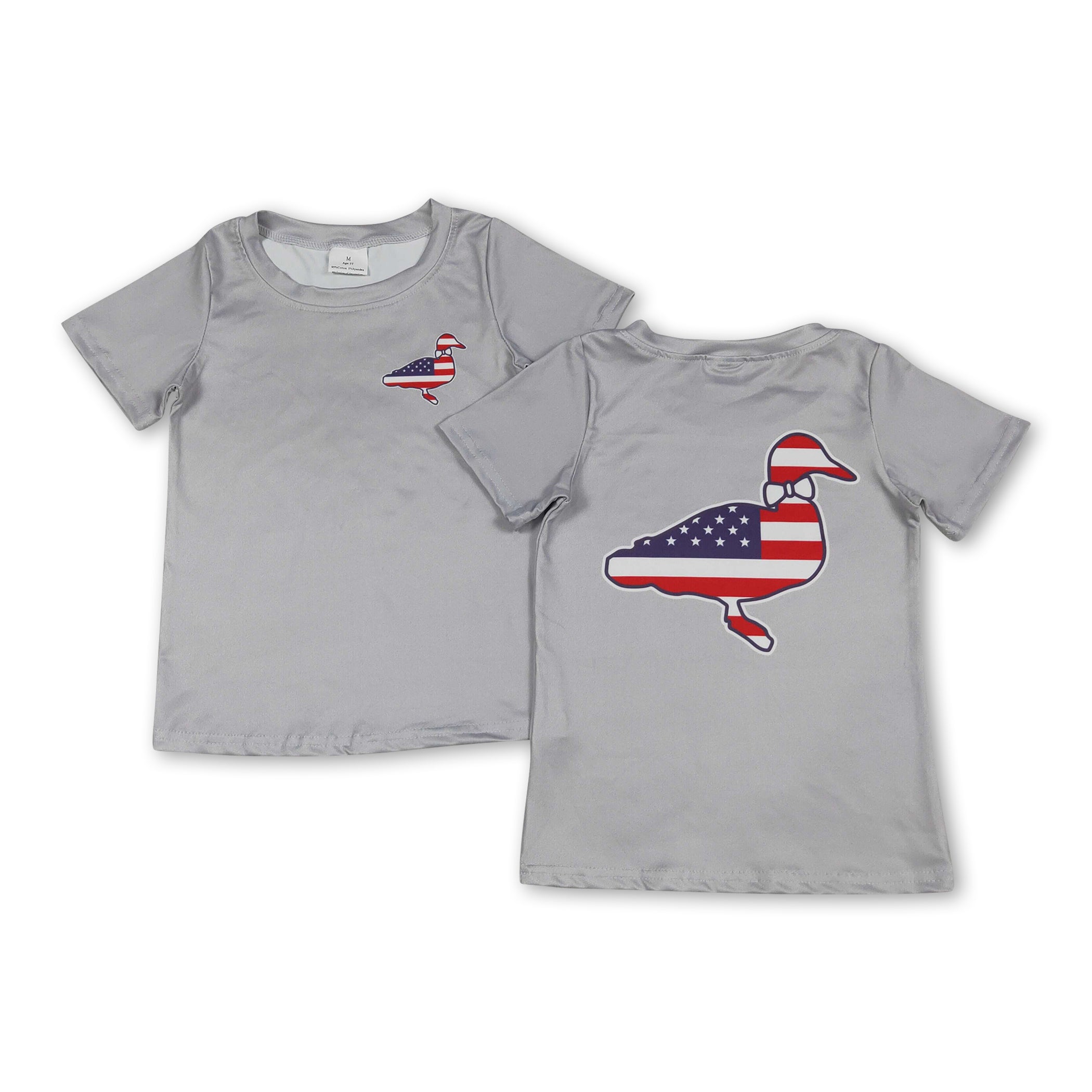 BABY / KIDS Grey short sleeves stars stripe duck boys 4th of july shirt