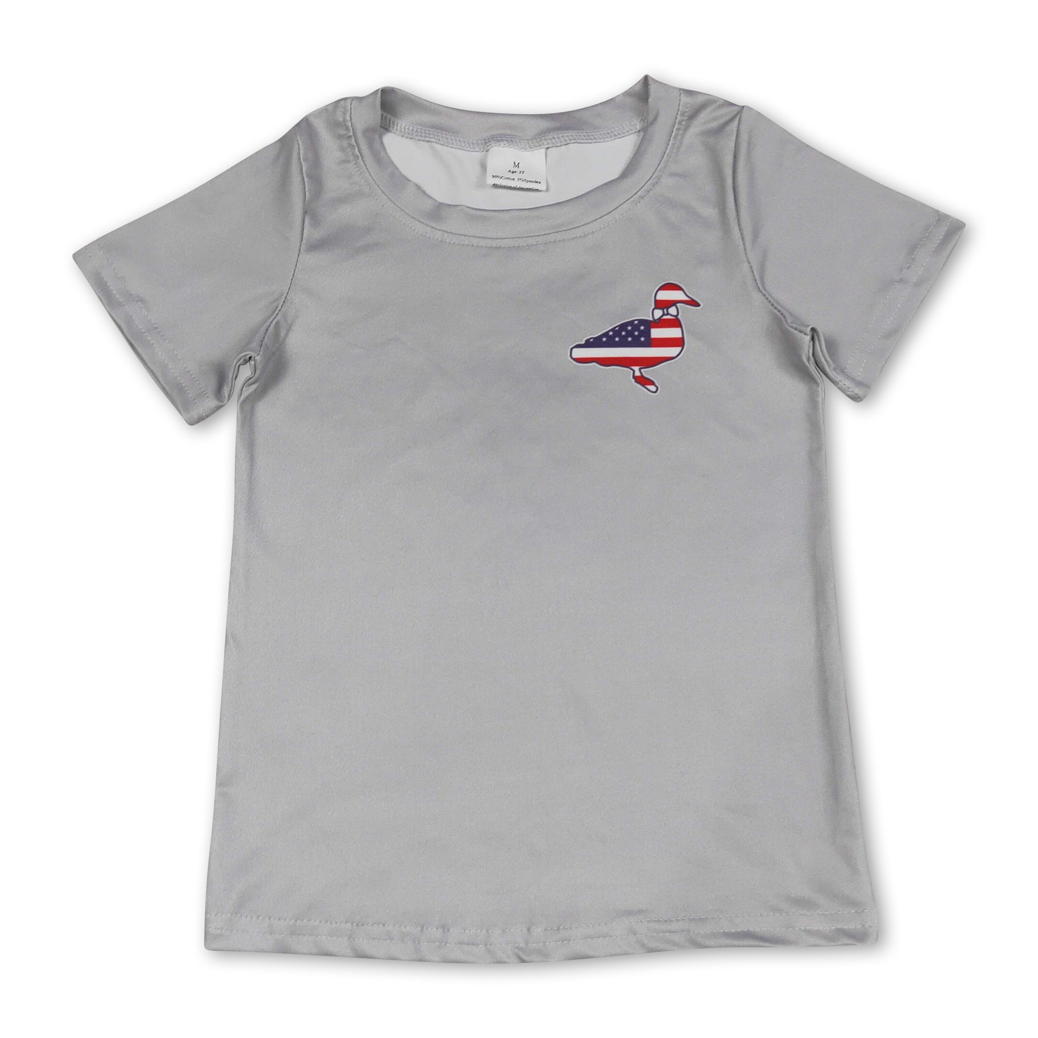 BABY / KIDS Grey short sleeves stars stripe duck boys 4th of july shirt
