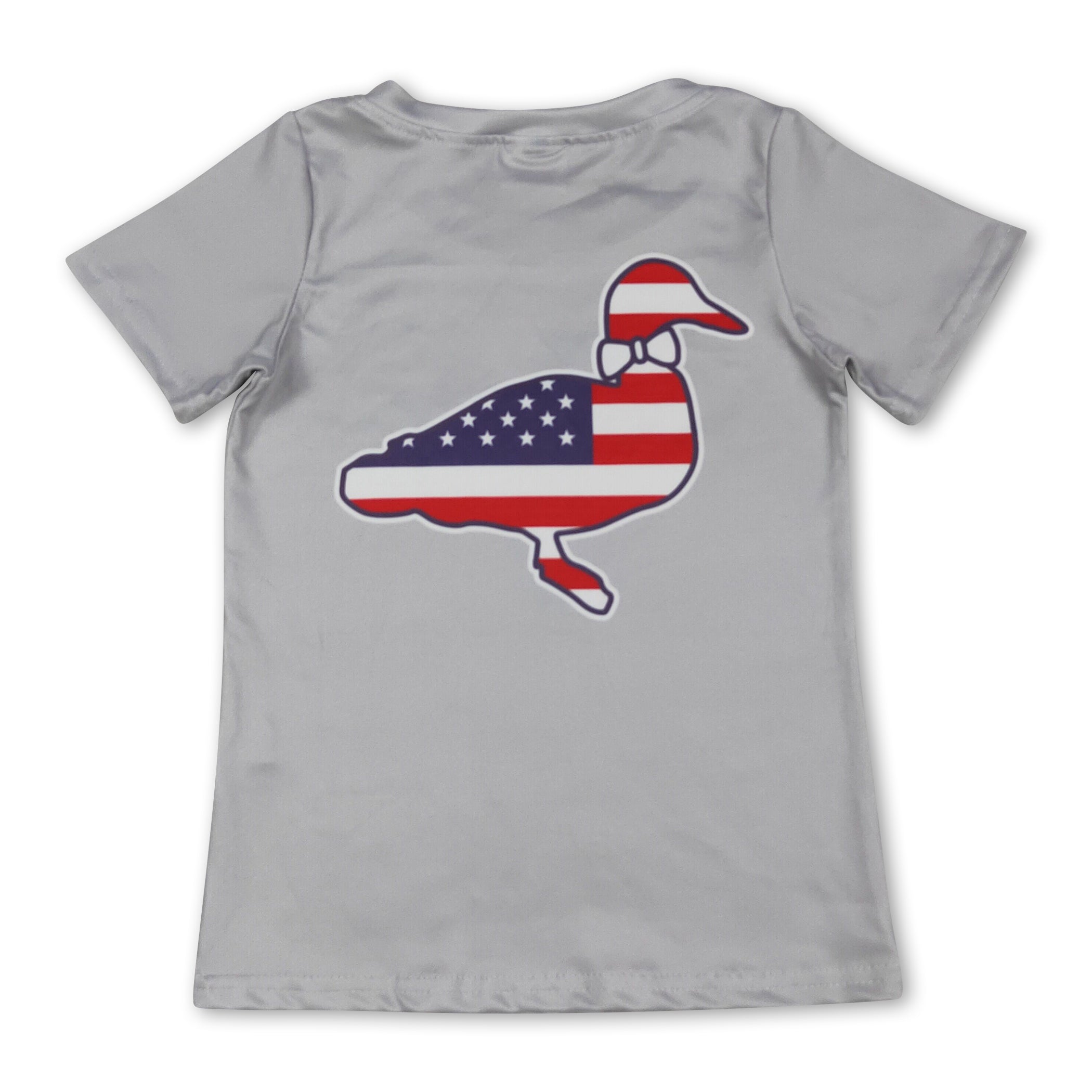 BABY / KIDS Grey short sleeves stars stripe duck boys 4th of july shirt
