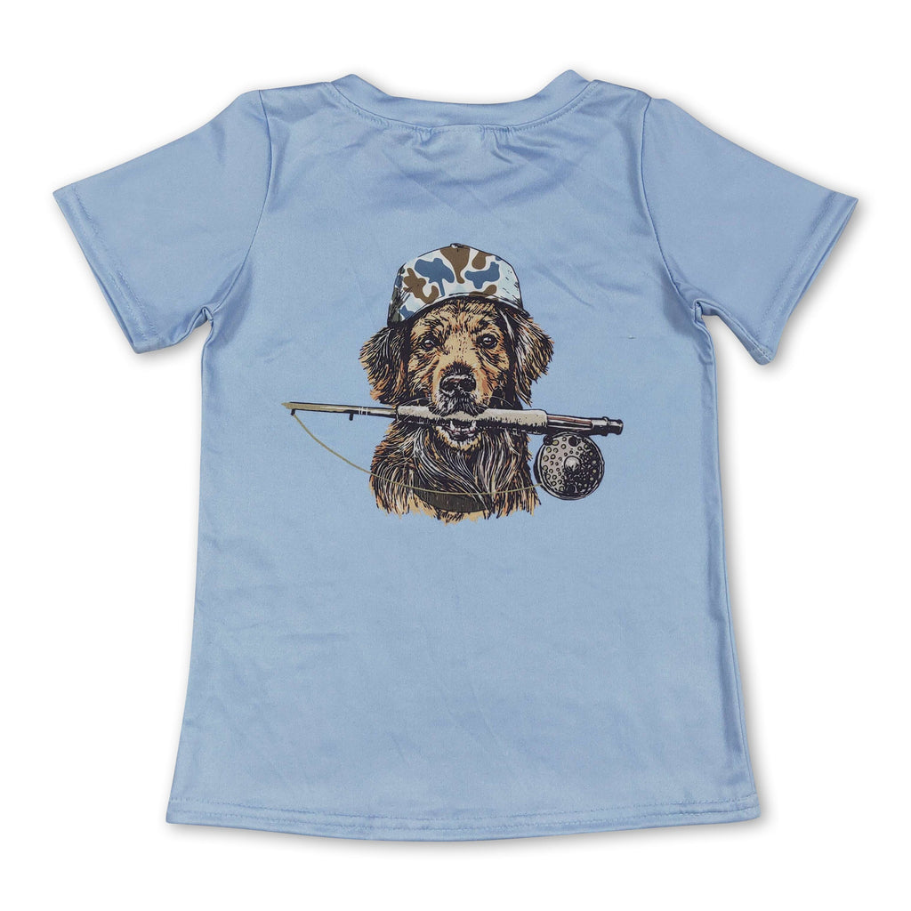 BABY / TODDLER / KIDS Short sleeves light blue camo dog kids boys shirts