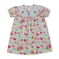 Floral short sleeves cross smocked baby girls dress