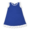 BABY/ GIRL White scallop ruffle sleeveless blue girls cotton team dress