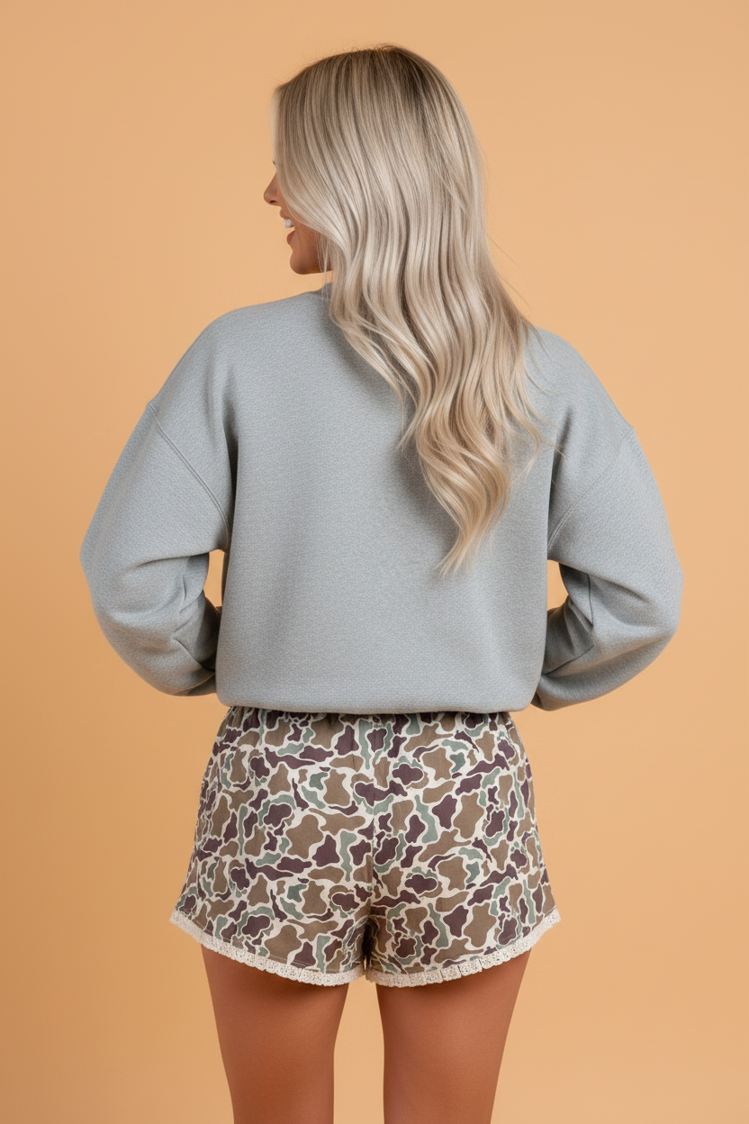 Camo Ruffle Hem Boxer Shorts